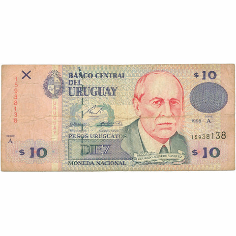 1988 Uruguay 10 Pesos Banknote