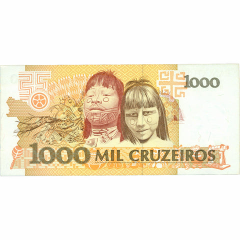 1990 Brazil 1000 Cruzeiros Banknote