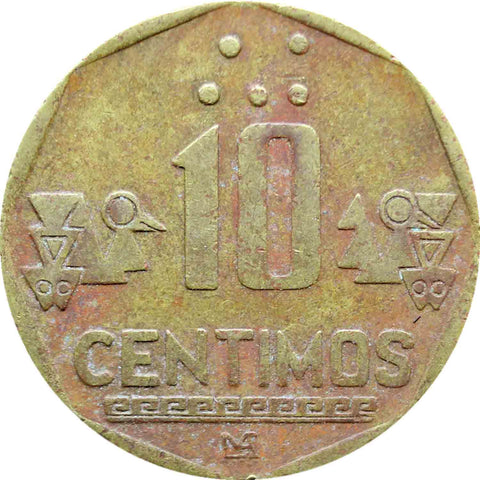 1991 10 Céntimos Peru Coin with braille, with Chavez