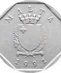 1991 5 Cents Malta Coin