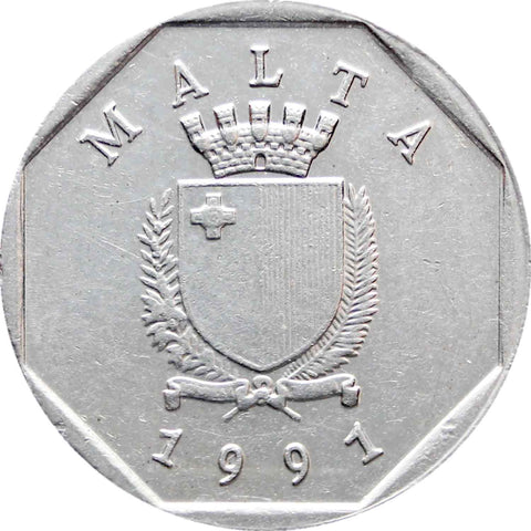 1991 5 Cents Malta Coin