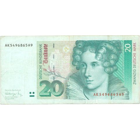 1991 Germany 20 Deutsche Mark Banknote