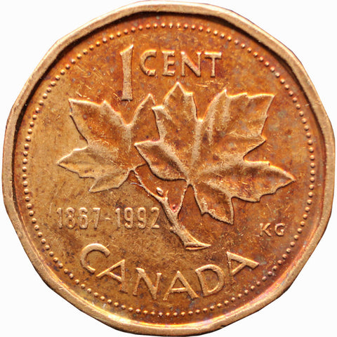 1992 One Cent Canada Elizabeth II Coin 125th Anniversary of Canadian Confederation