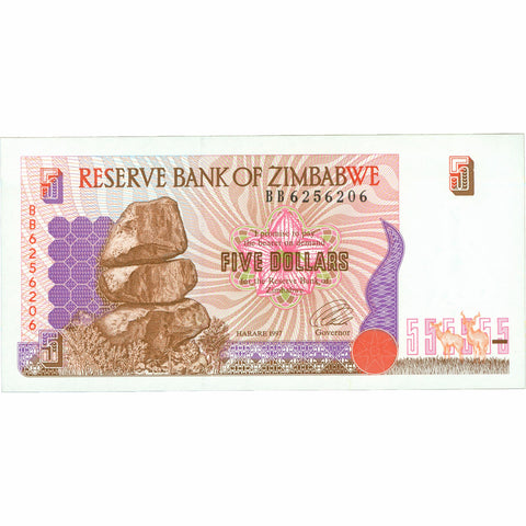 1997 Zimbabwe 5 Dollar Banknote