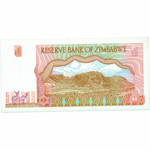 1997 Zimbabwe 5 Dollar Banknote