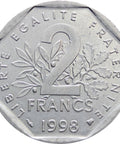 1998 2 Francs France Coin Bee mark