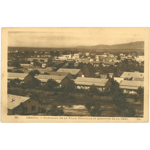 Meknès, Morocco - Panorama de la Ville Nouvelle et Quartier de la Gare Postcard