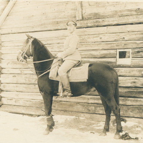 World War I German Soldier on Horseback Photo Postcard