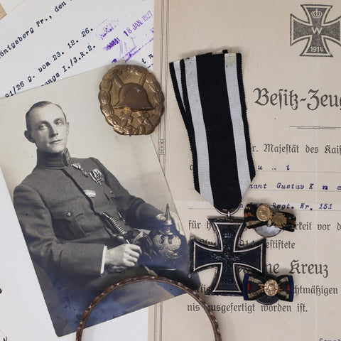 Lieutenant Gustav George Knabe WWI German Military Memorabilia Lot, Medals, Documents