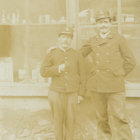 World War I French Postmen Photo Postcard Louveciennes, 17 route de Versailles