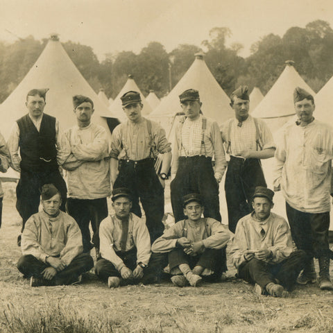 1918 French Military Camp Group Photo Postcard - World War I