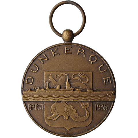 1935 Dunkerque Battleship Medal France Bronze