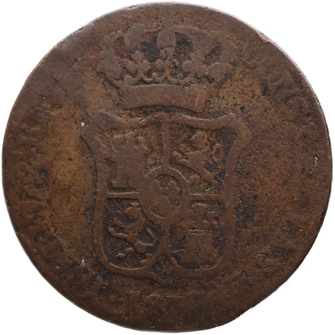 1838 3 Quartos Catalonia Isabella II Coin Spain