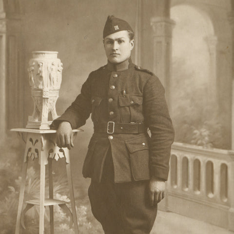 World War I Era Rue de Dijon, Verviers Soldier Photo Belgium Postcard