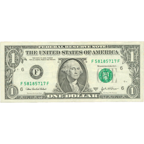 2003 United States 1 Dollar Banknote