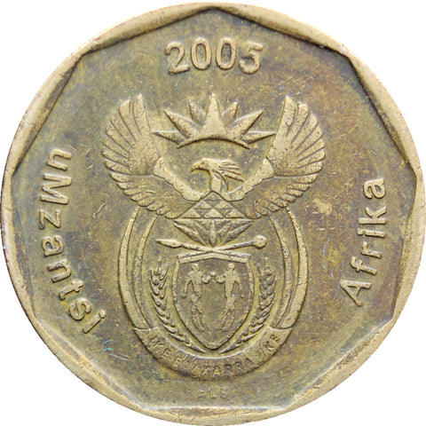 2005 50 Cents South Africa Coin Xhosa Legend uMzantsi Afrika