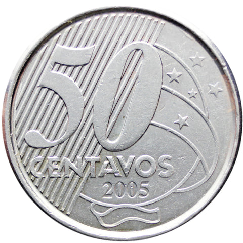 2005 Brazil 50 Centavos Coin 6 lines José Maria da Silva Paranhos Júnior