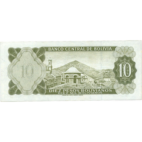 1962 Bolivia 10 Pesos Bolivianos Banknote