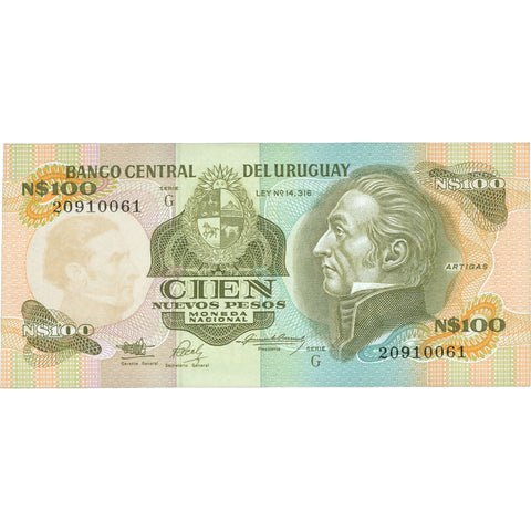 1987 Uruguay 100 Nuevos Pesos Banknote