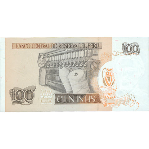 1987 Peru 100 Intis Banknote