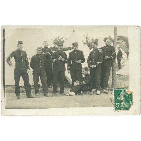 French Soldiers in Military Camp – Early 20th Century WW1 Era Postcard