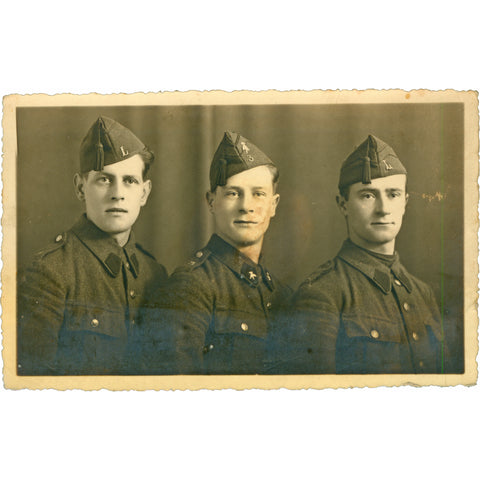 Vintage Military Portrait of Three Soldiers - Belgium Early 20th Century