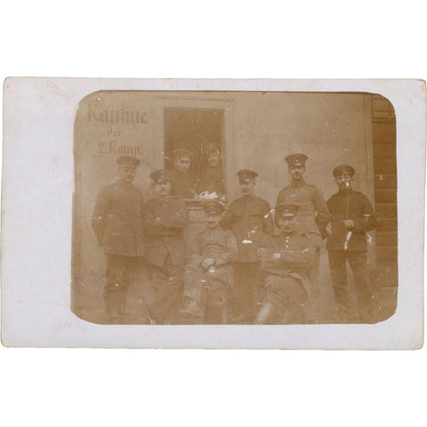 World War I German Soldiers at Canteen Photo Postcard