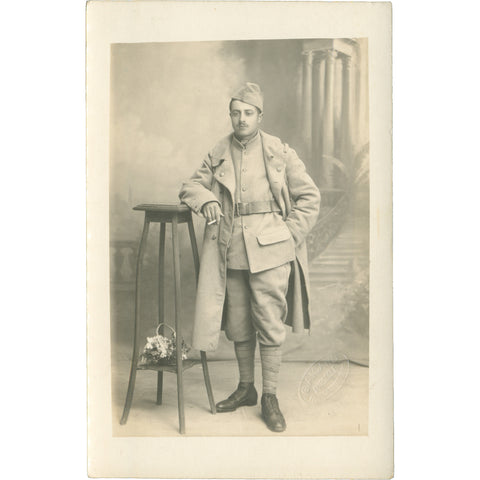 World War I French Soldier Studio Photo Postcard