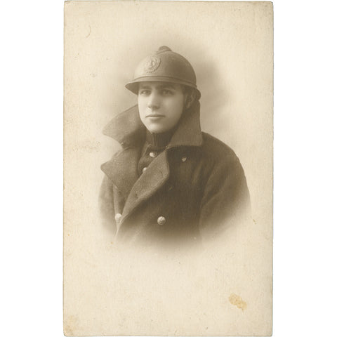 World War I French Soldier Photo Postcard – Adrian Helmet