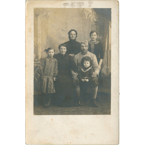 World War I French Soldier Photo Postcard - Family Portrait