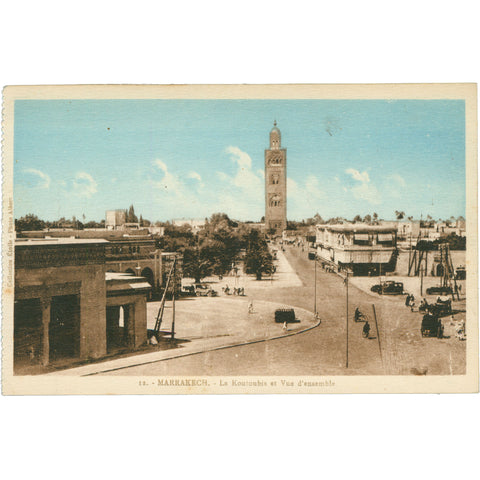 Marrakech, Morocco – La Koutoubia et Vue d’Ensemble, Early 20th Century Postcard