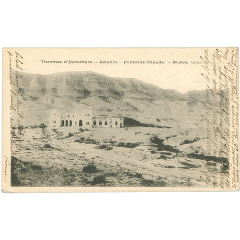 1918 Biskra, Algeria– Thermes d’Hammam Salahin, Fontaine Chaude, Postcard