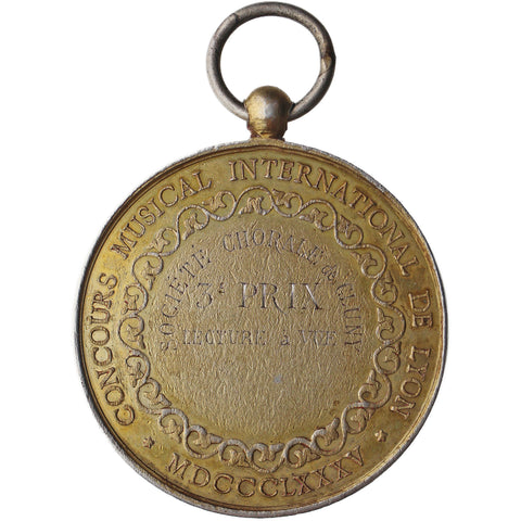 1885 International Musical Competition Medal Lyon awarded Chorale de Cluny