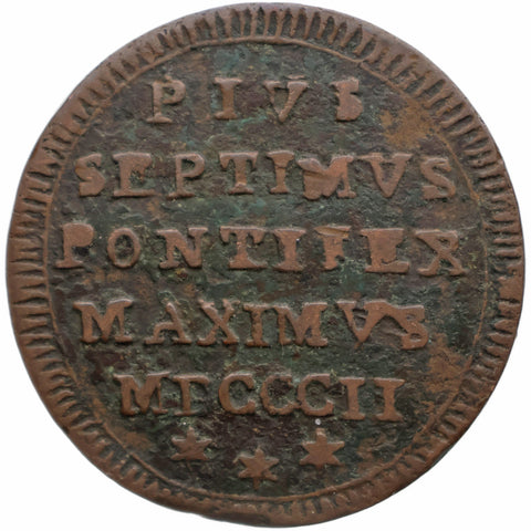 1802 ½ Baiocco Papal States Pius VII Coin