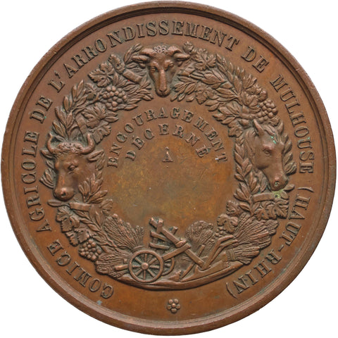 1870 Napoleon III Agricultural Society Medal - Mulhouse (Haut-Rhin)