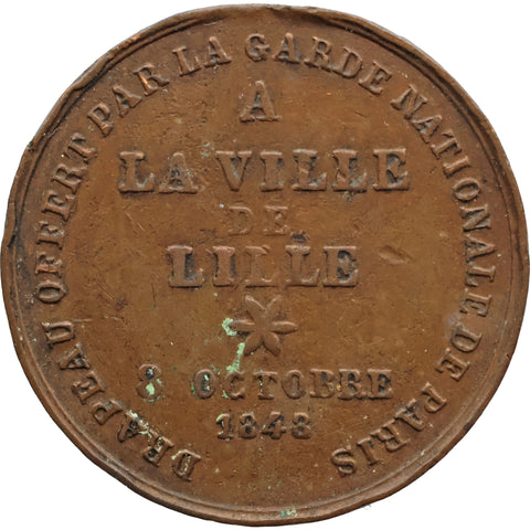 1848 French Second Republic Medal – City of Lille Flag Presented by the National Guard