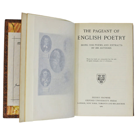 Antique Book 1909 The Poetical Works The Pageant of English Poetry the Oxford University Edition Being 1150 poems And Extracts By 300 Authors