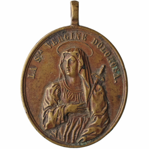 Antique Religious Italian Penin F. Medal of the Virgin Mary and Christ