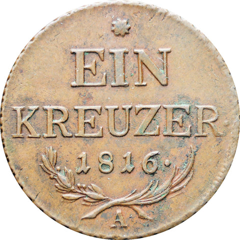 Austria Habsburg 1816 One Kreuzer Franz II Coin