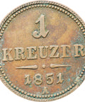 Austria Habsburg 1851 One Kreuzer Franz Joseph I Coin