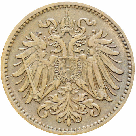 Austria Habsburg 1895 One Heller Franz Joseph I Coin