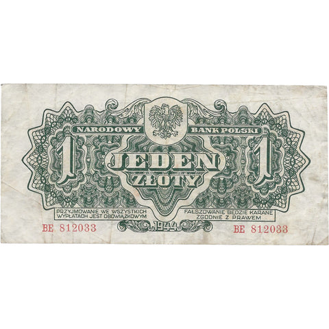 1944 Poland 1 Złoty Banknote