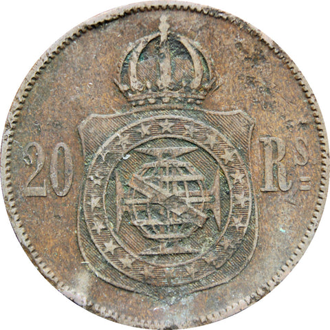 Brazil 1869 20 Reis Pedro II Coin