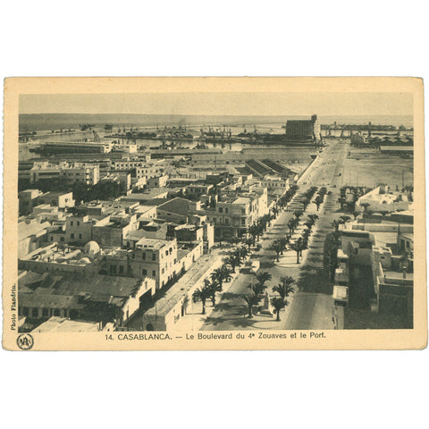 Casablanca, Morocco – Le Boulevard du 4e Zouaves et le Port, Early 20th Century Postcard