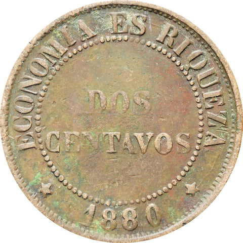 Chile 1880 2 Centavos Coin