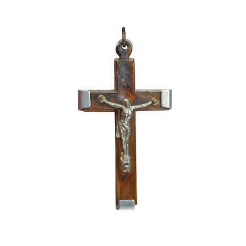 Cross Pendant Vintage Carfin Souvenir Religion