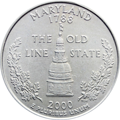 2000 P ¼ Dollar Washington Quarter Maryland United States Coin