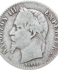 France 1866 50 Centimes Napoleon III Coin Silver