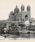 France Marseille Cathedral View Vintage Postcard