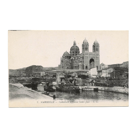 France Marseille Cathedral View Vintage Postcard